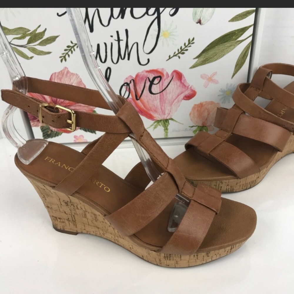 Franco sarto Brown cork wedges Sz 7.5 shoes